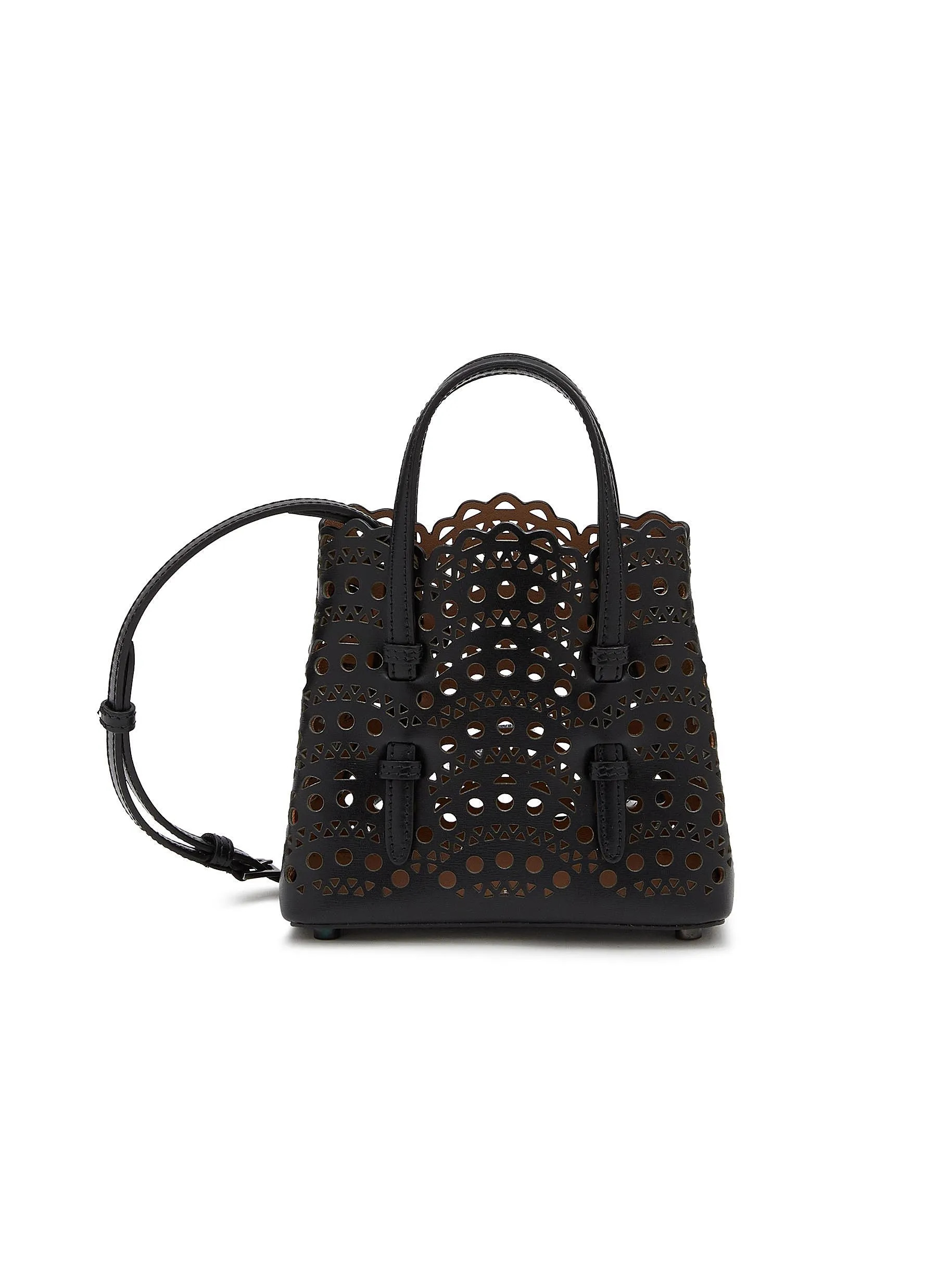 -----------ALAÏA  ---- ------------BLACK ----Mina 16 Perforated Leather Tote Bag --
