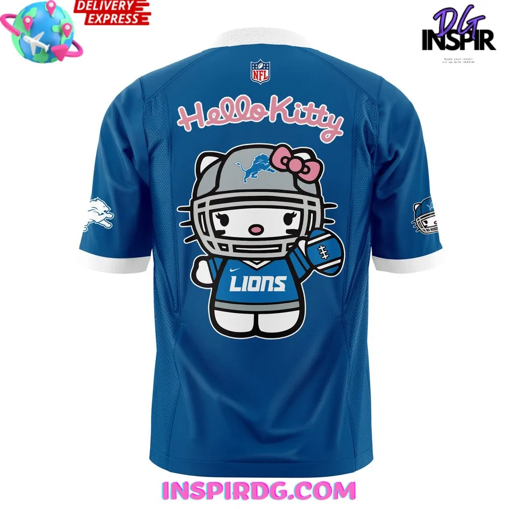 -Detroit Lions x Hello Kitty 2024 Blue Football Jersey