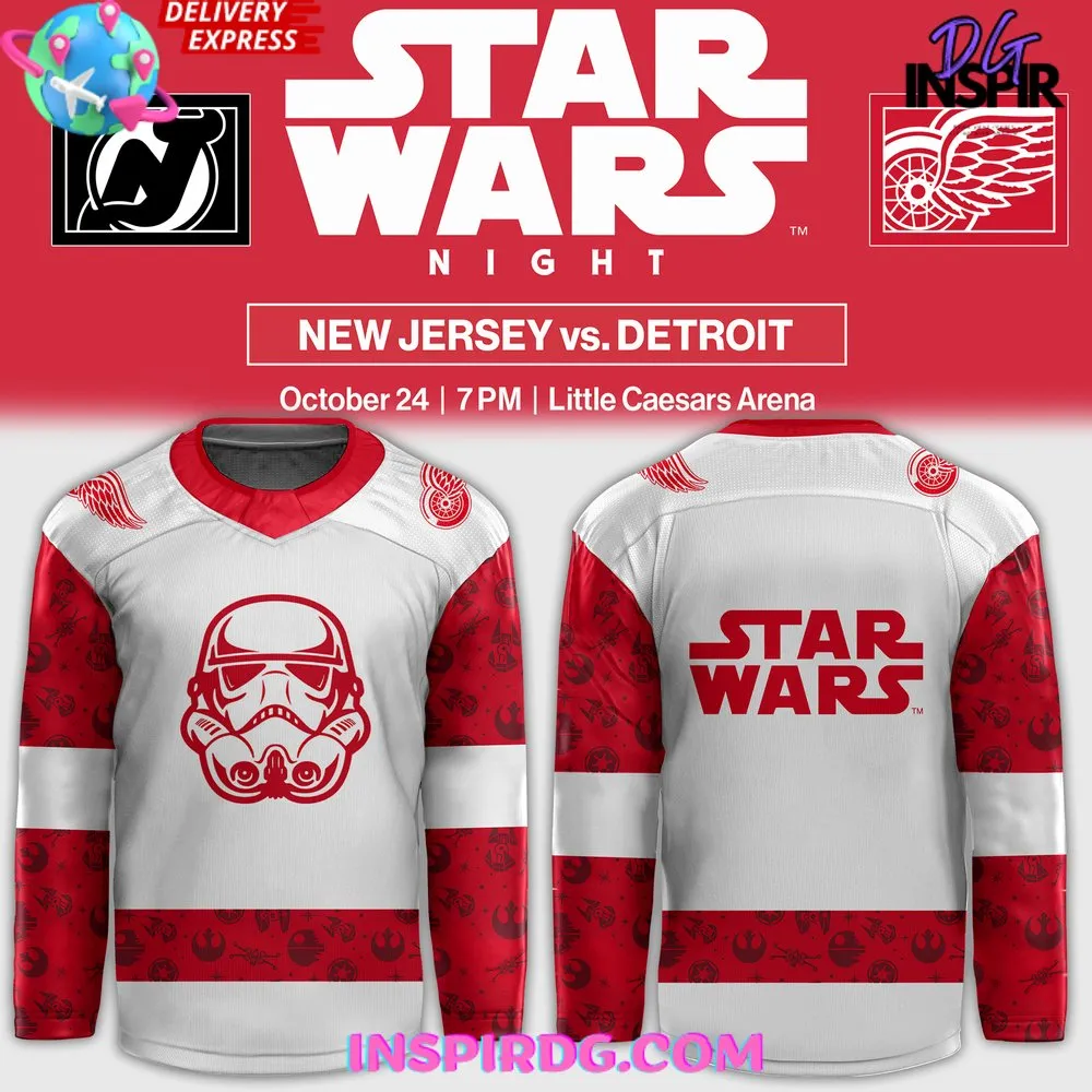 -Detroit Red Wings x Star Wars Night 2024 Hockey Jersey