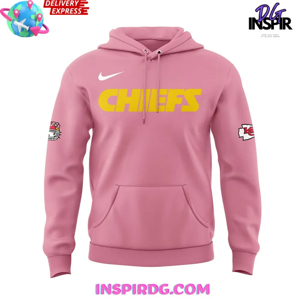 -Kansas City Chiefs x Hello Kitty 2024 Pink Hoodie