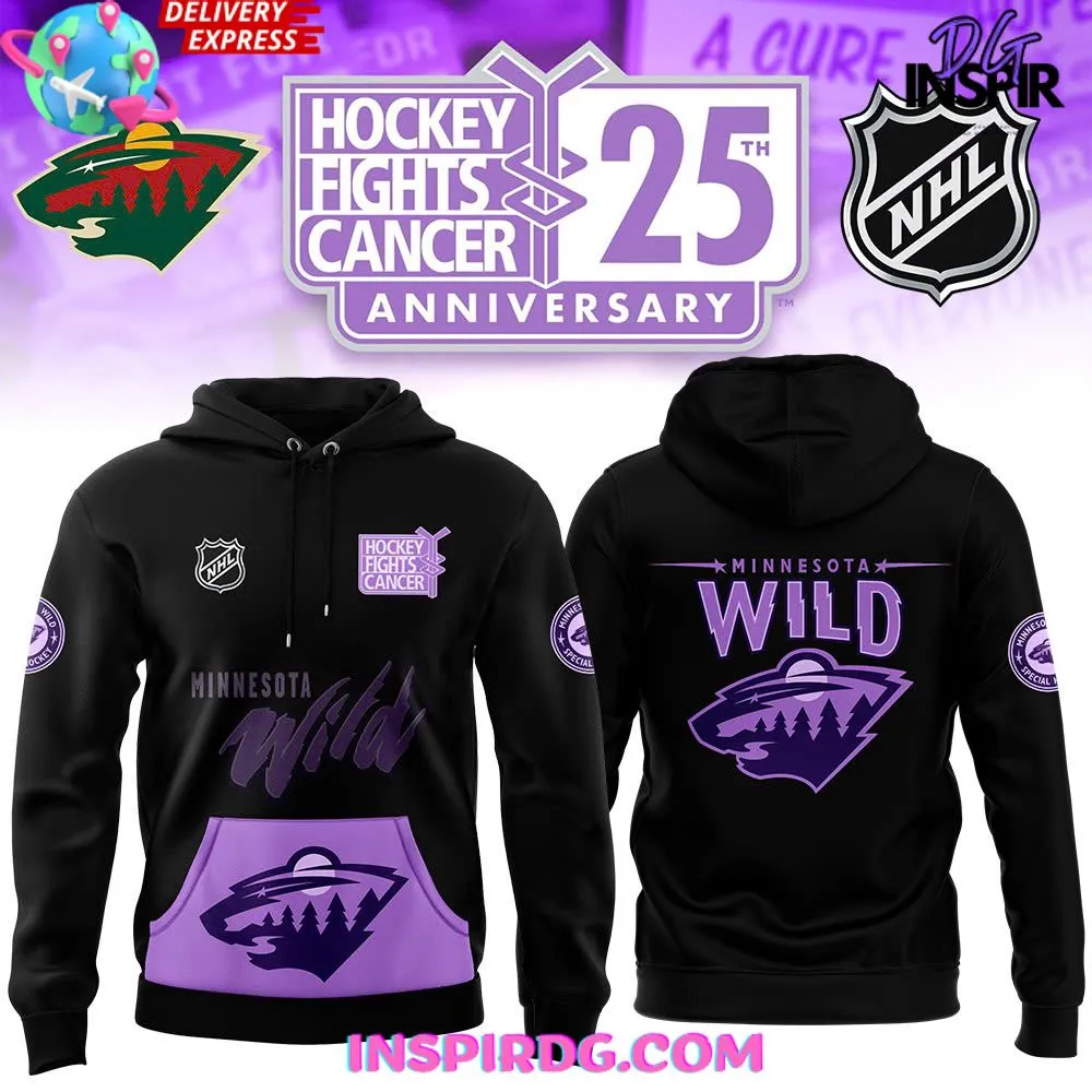 -Minnesota Wild x Hockey Fights Cancer 2024 Hoodie