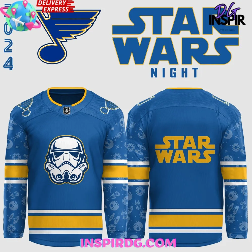 -St. Louis Blues x Star Wars Night 2024 Blue Hockey Jersey