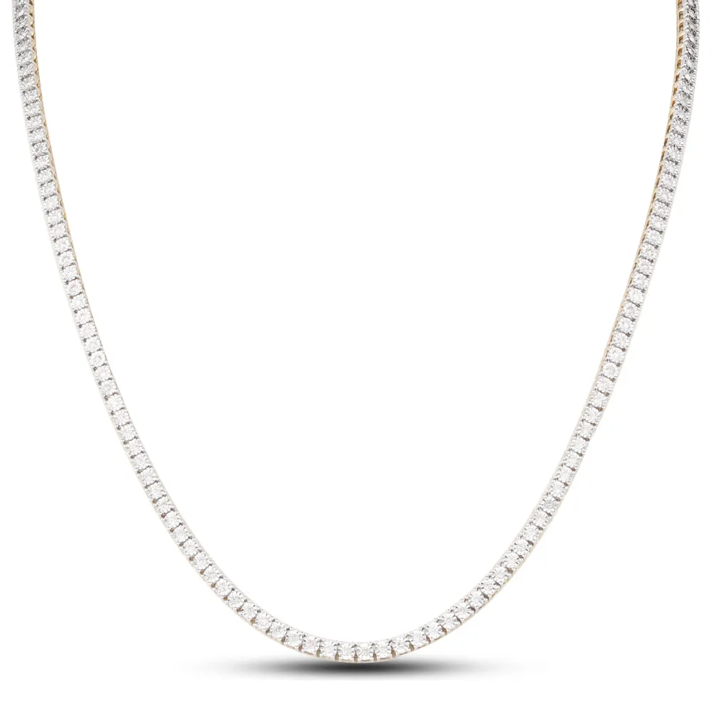 10K White Gold Diamond Tennis Chain 3MM Miracle Setting