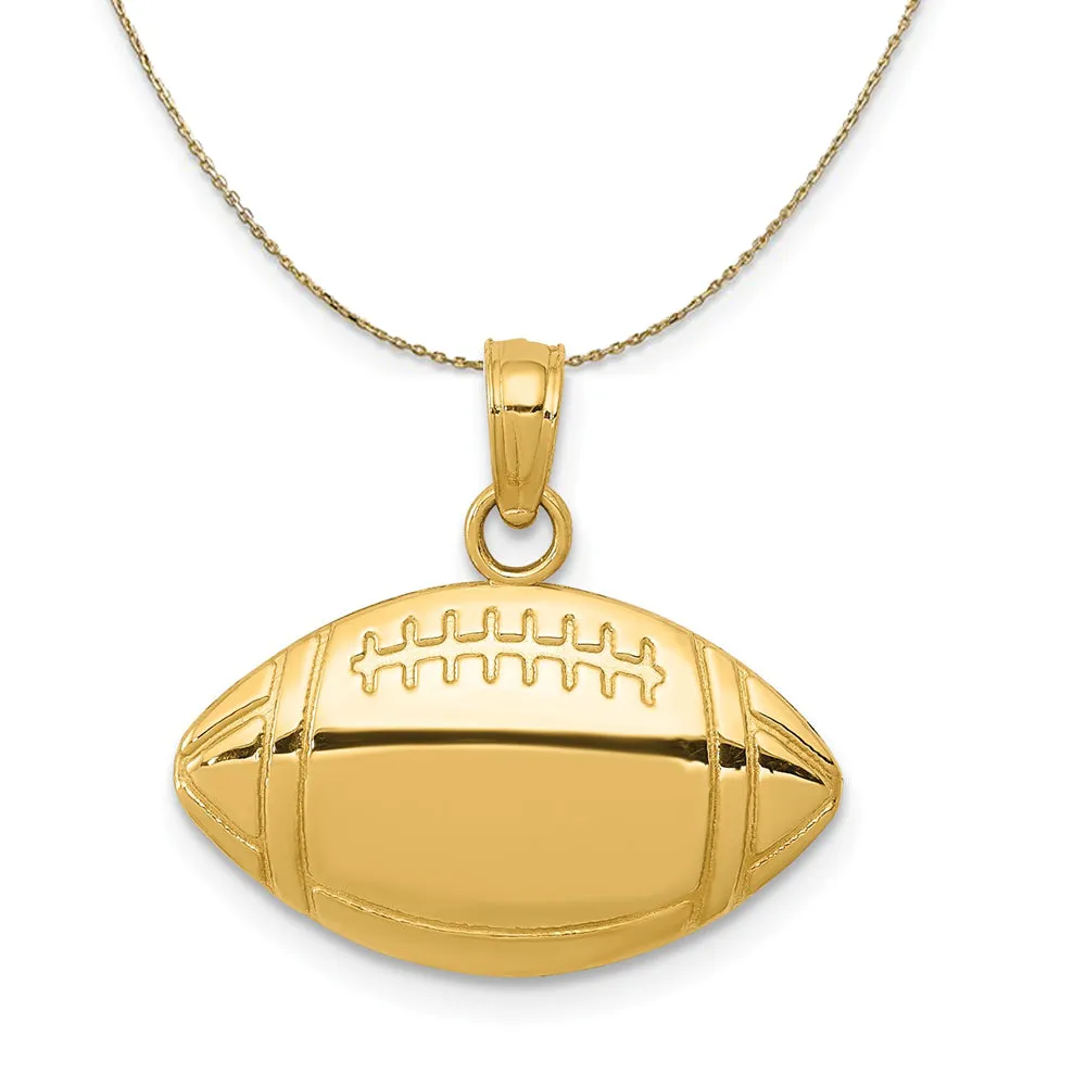 14k Yellow Gold Football Profile Necklace