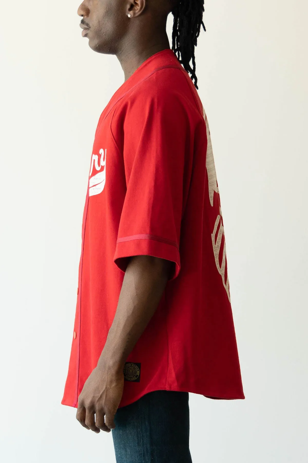 16/-Densed Jersey Baseball Shirt (BONE) - Red