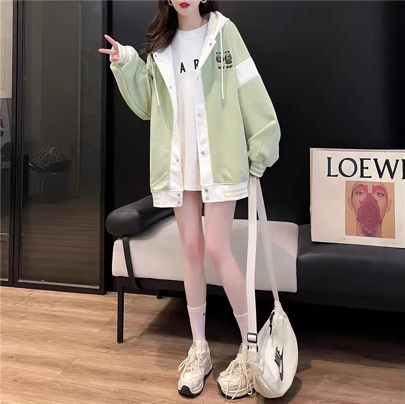 2023 New Lazy Style Hooded Cardigan Women's Loose Casual Versatile Korean Style Design Jacket