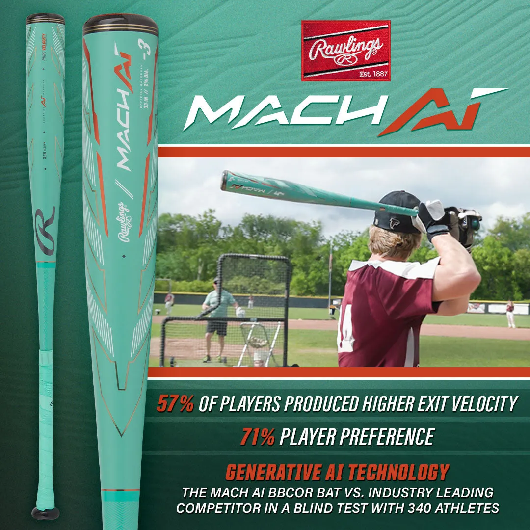 2024 Rawlings Mach AI (-3) BBCOR Baseball Bat: RBB4MC3