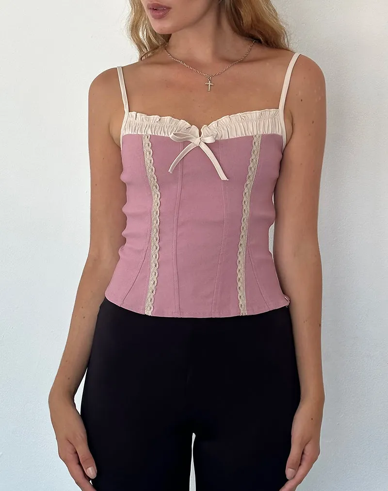 Aksa Halterneck Top in Lace Lotus Pink