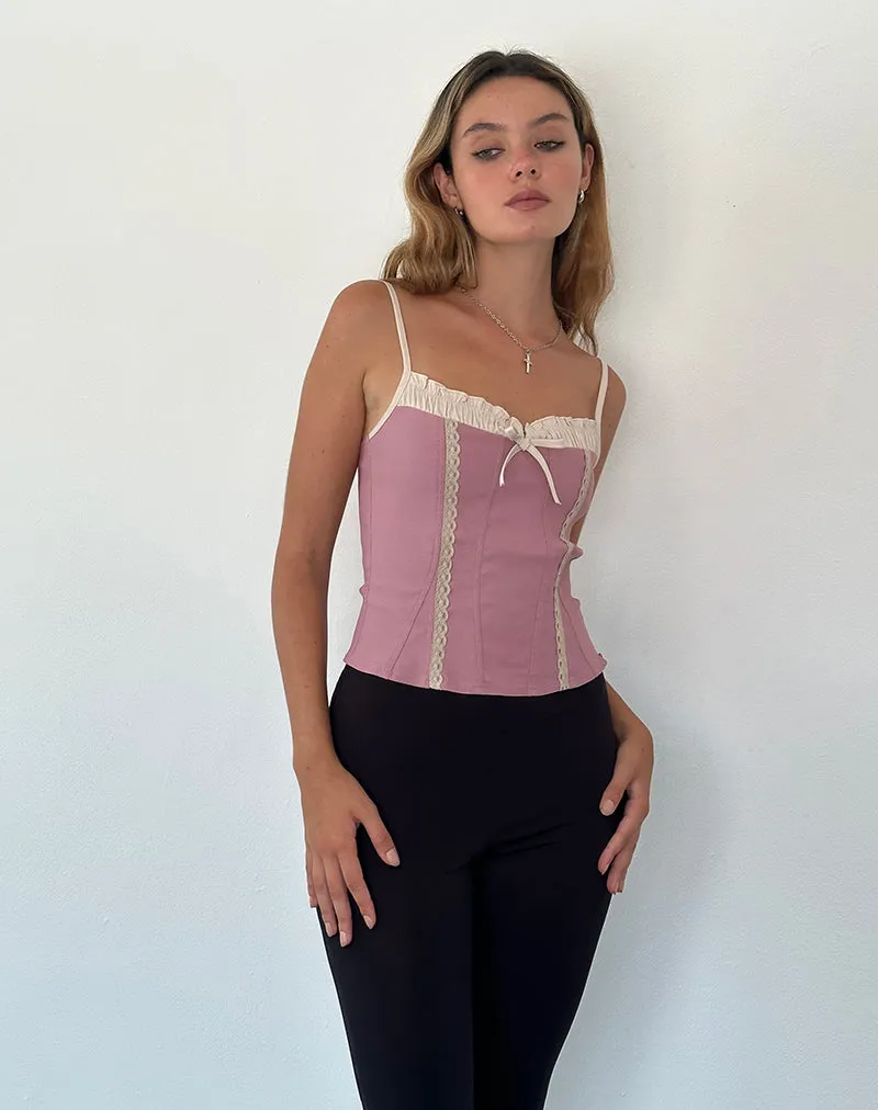 Aksa Halterneck Top in Lace Lotus Pink