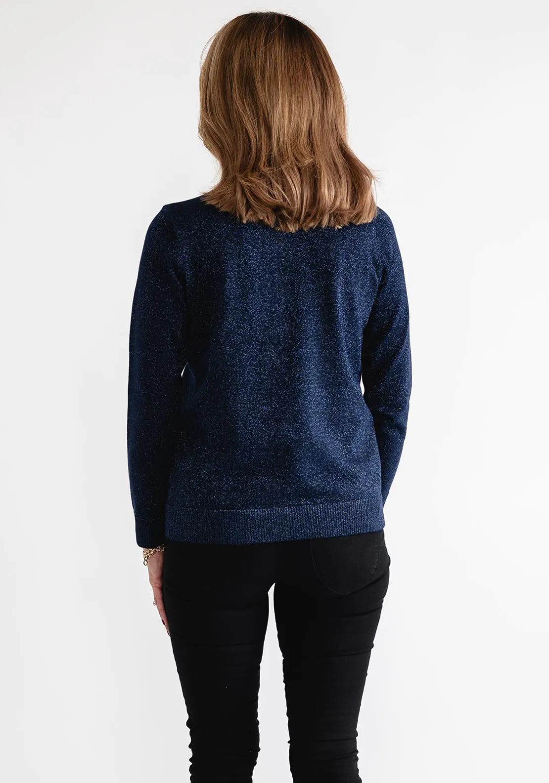 Anonymous Lurex High Neck Sweater, Navy