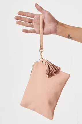 august + delilah Mauvery Clutch in Beige Suedette