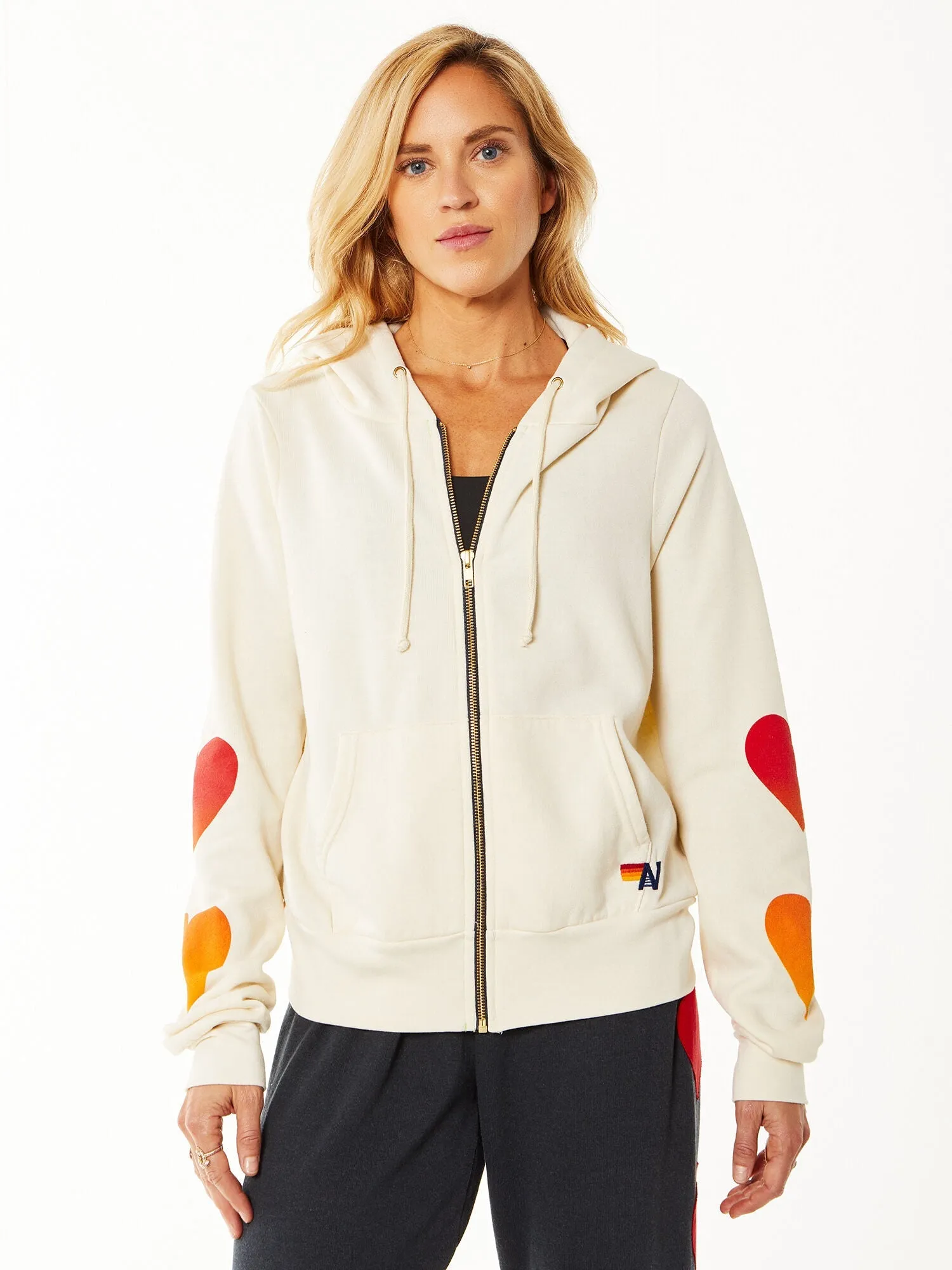 Aviator Nation | Heart Fade 4 Zip Hoodie | Vintage White