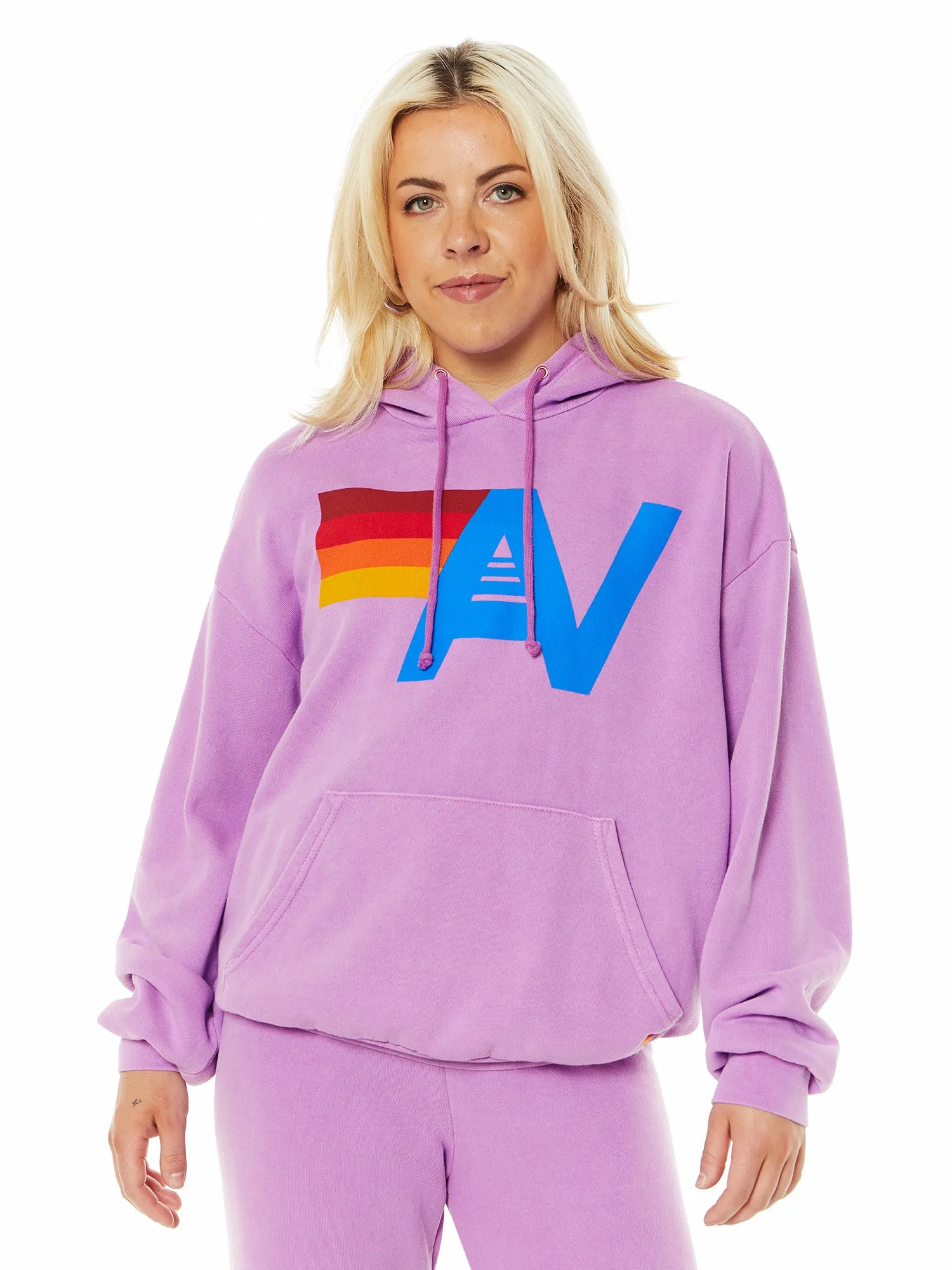 Aviator Nation | Logo Pullover Relaxed Hoodie | Purple