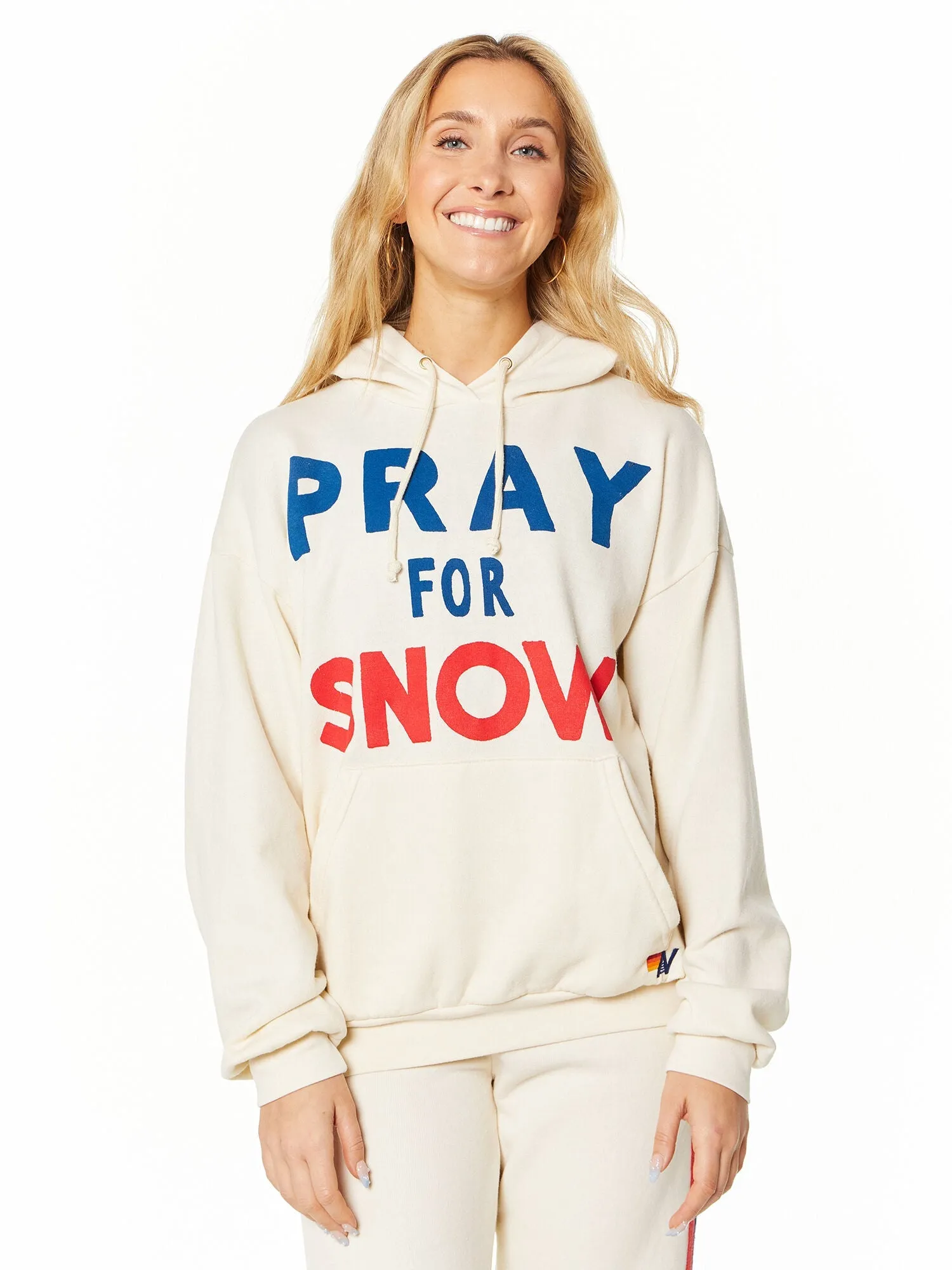 Aviator Nation | Pray For Snow Relaxed Pullover Hoodie | Vintage White