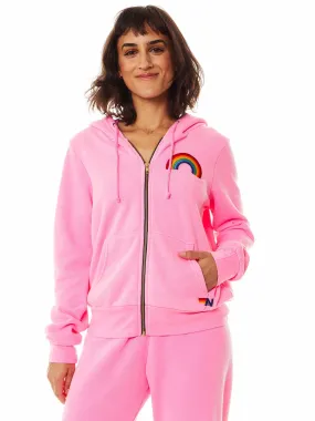 Aviator Nation | Rainbow Embroidery Hoodie | Neon Pink