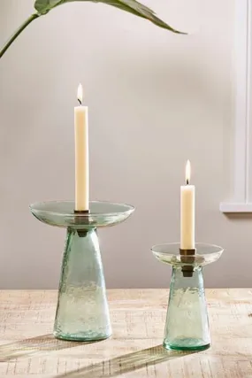 Avyn Recycled Glass Candle Holder in Sage Green    