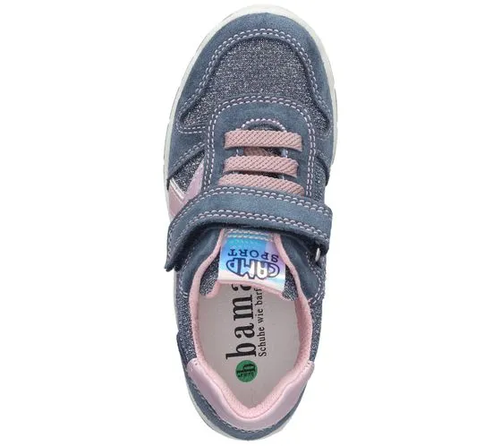 bama children's sneakers for girls with removable footbed and real leather overlays Shock Absorber 1095810 Blue/Glitter