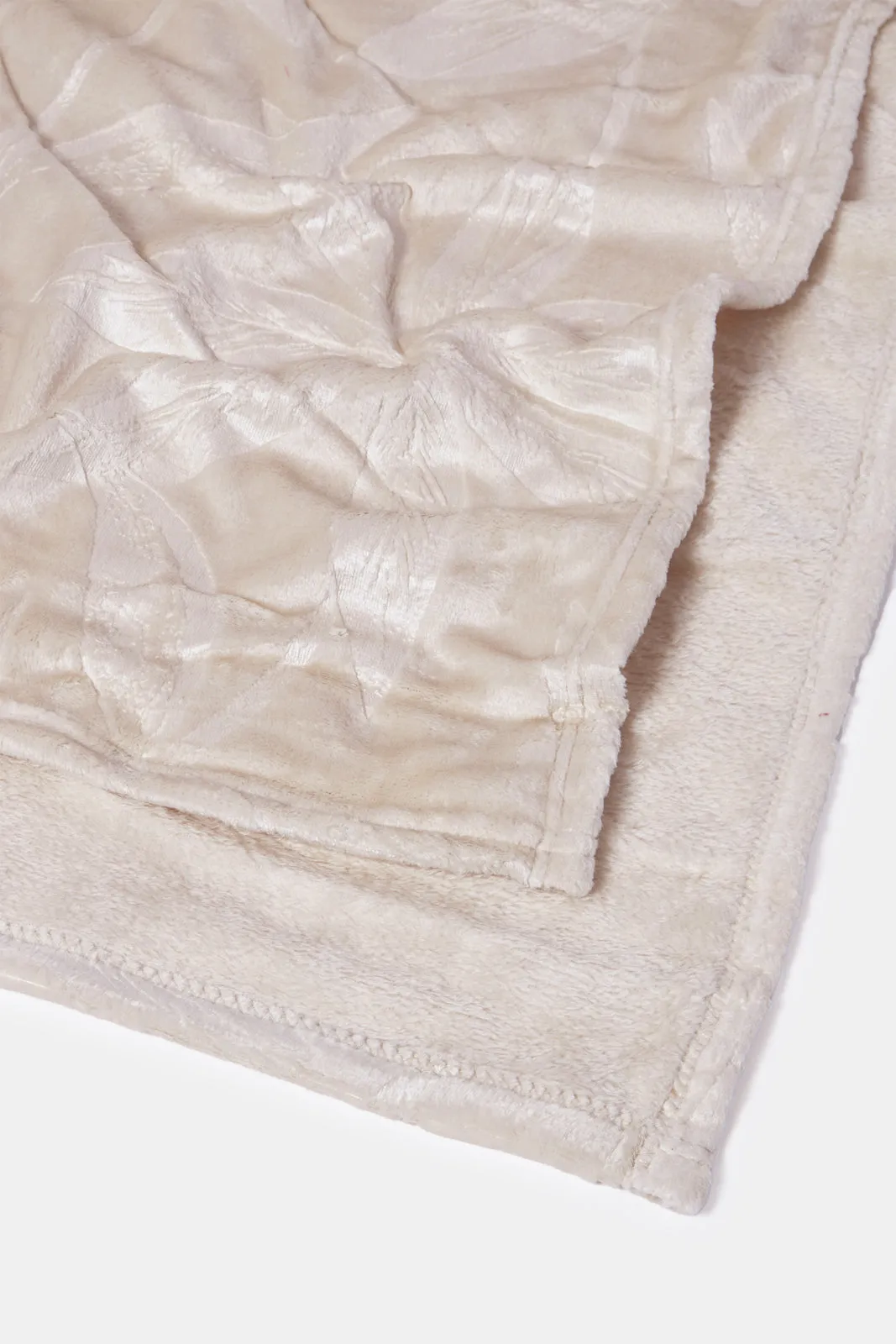 Beige Floral Carved Blanket (Single Size)