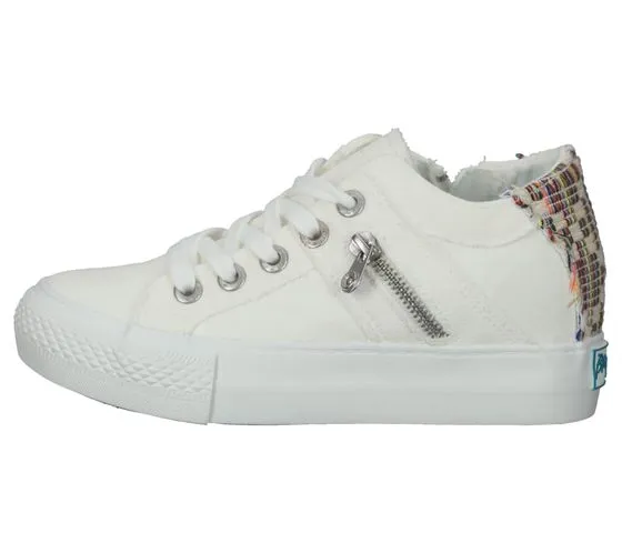 Blowsfish women's leisure sneakers with colored web details, low shoe with side zipper 103 50415 white