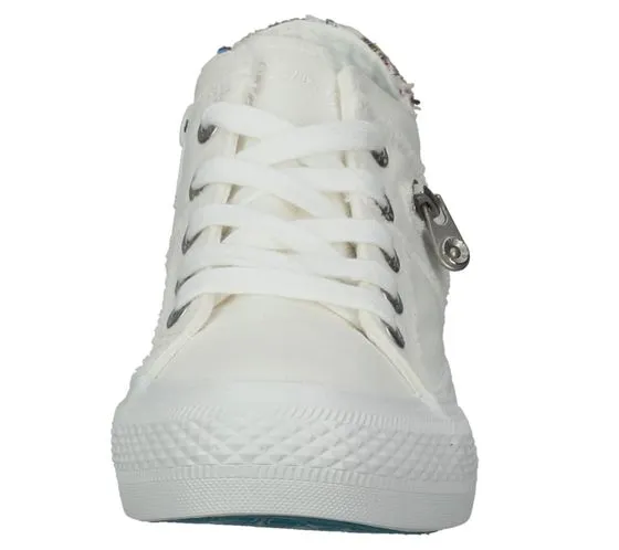 Blowsfish women's leisure sneakers with colored web details, low shoe with side zipper 103 50415 white