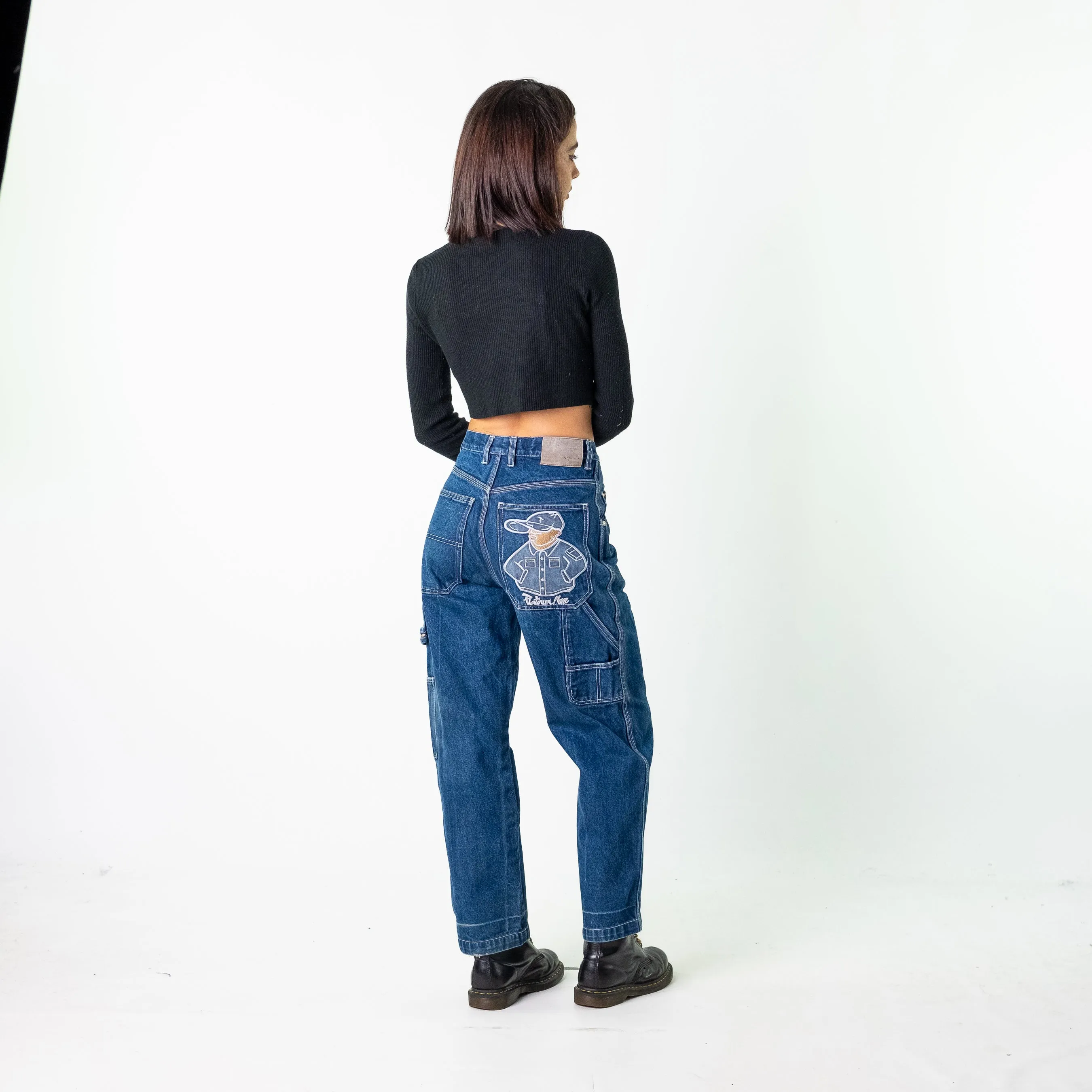 Blue Denim 90s Baggy Hip Hop Nova  Cargo Skater Trousers Pants Jeans (29x30)