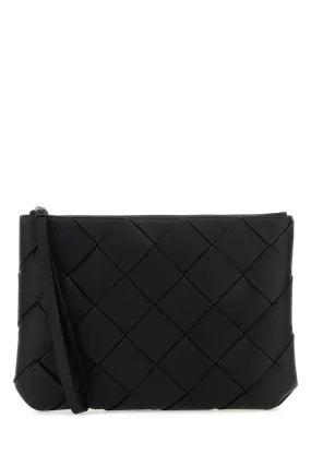Bottega Veneta Black Leather Large Diago Clutch