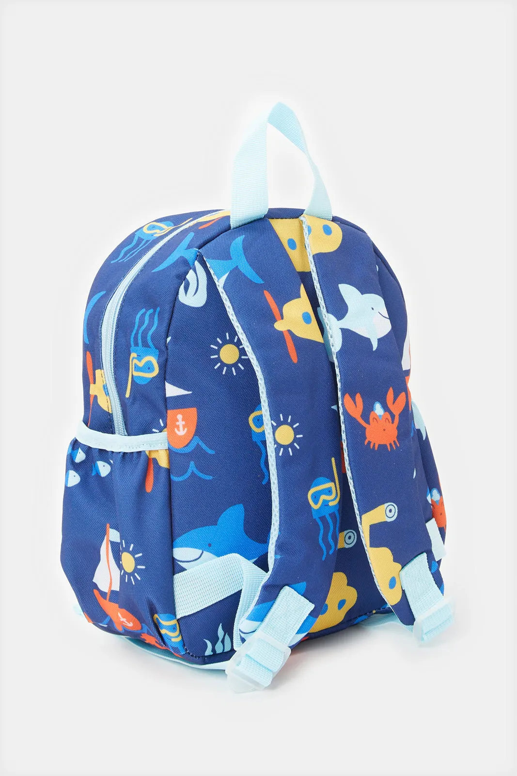 Boys Blue Printed Backpack