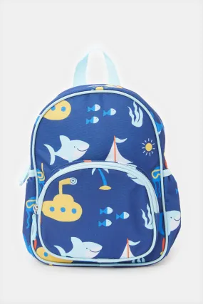 Boys Blue Printed Backpack