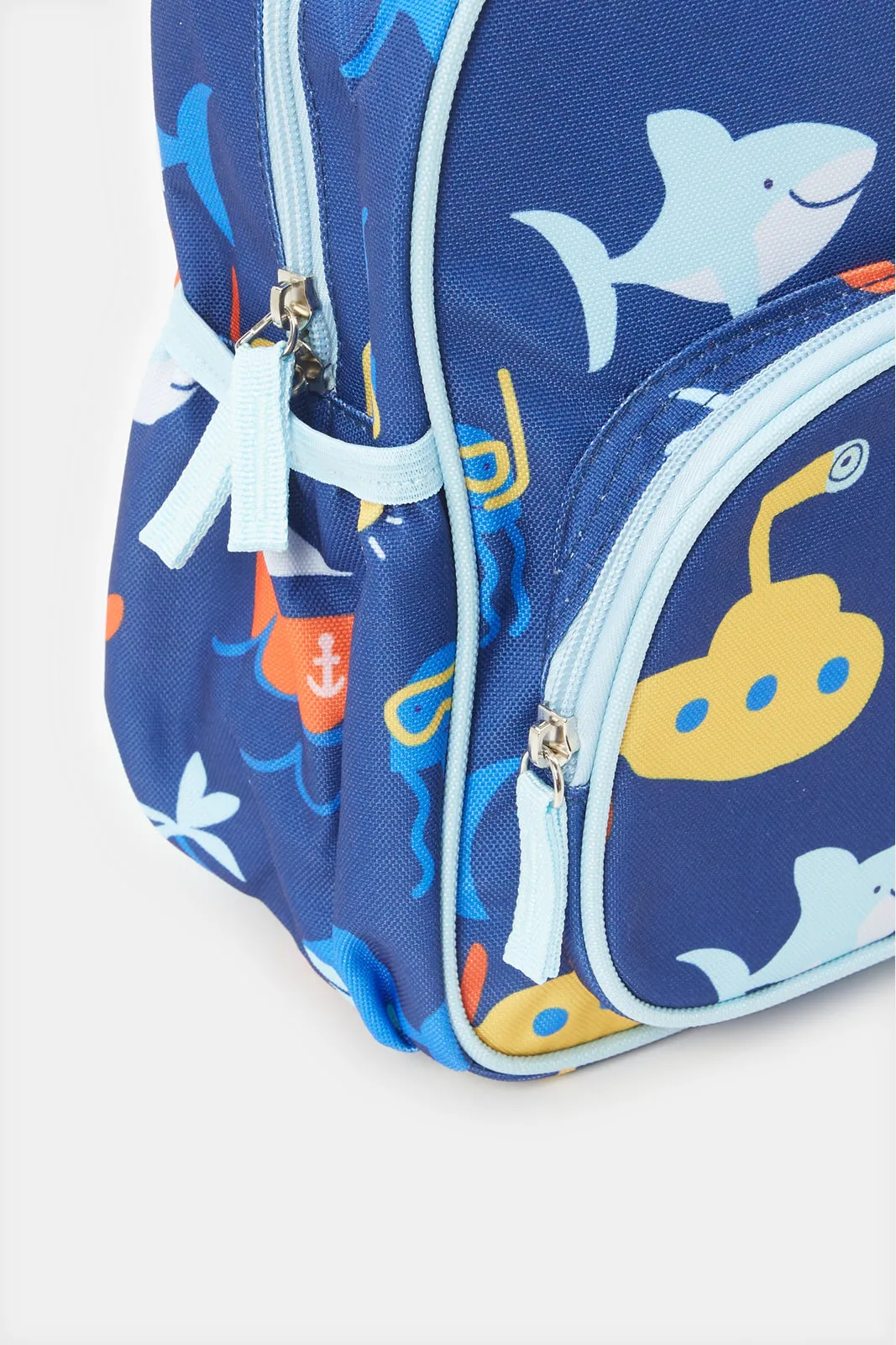 Boys Blue Printed Backpack