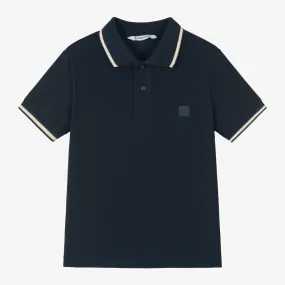 Boys Navy Blue Cotton Polo Shirt