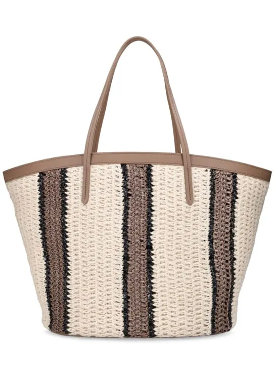 Brunello Cucinelli   Macro regimental straw effect tote bag 