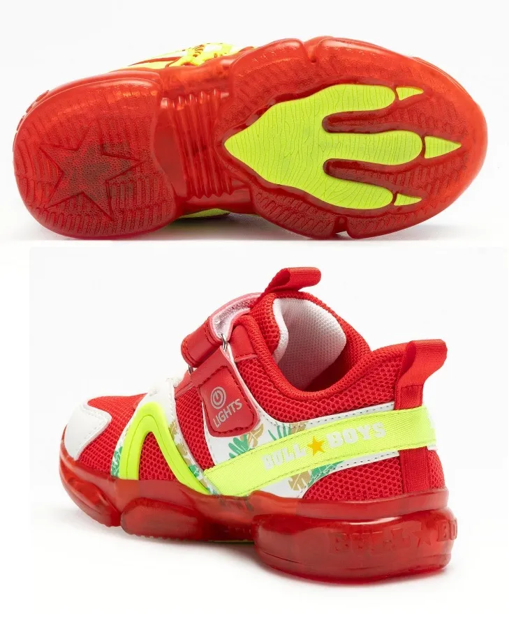 BULL BOYS DNAL 4500 VELOCIRAPTOR LIGHT UP TRAINERS RED