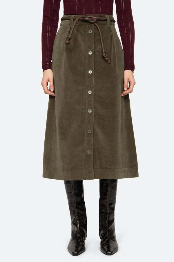 Carine Corduroy Skirt - Green