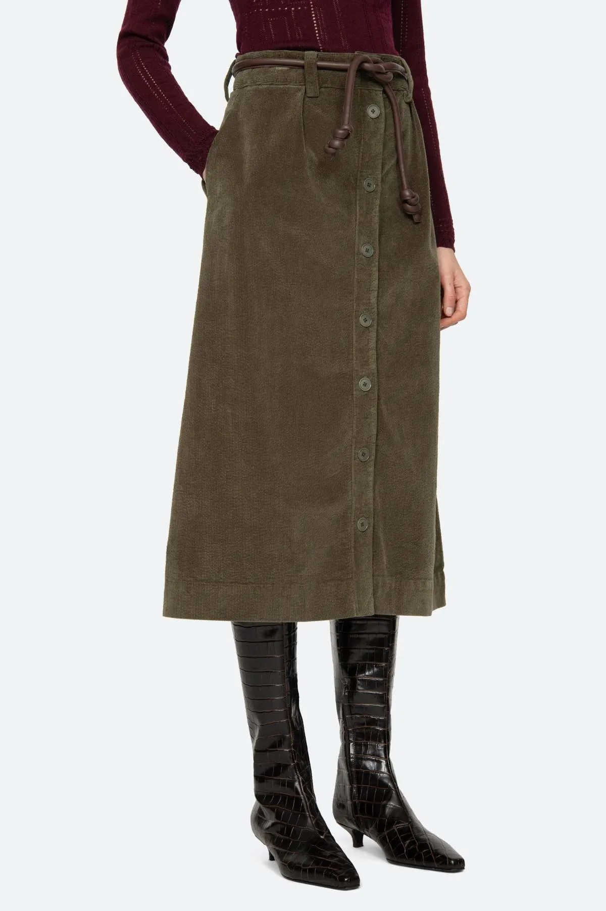 Carine Corduroy Skirt - Green