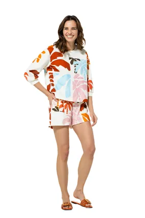 Caroline Biss ORANGE PRINT SWEATER QUALITY SHORTS