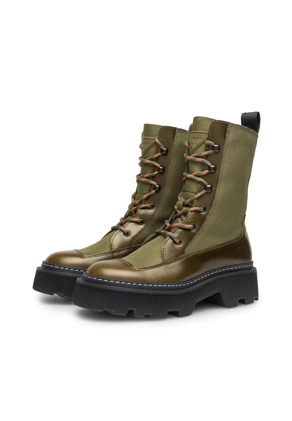 Caroline Leather/Textile Warm lining Boots Olive