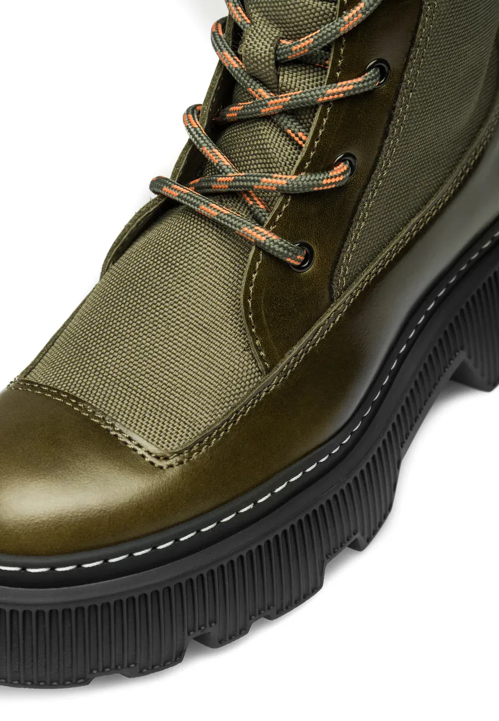 Caroline Leather/Textile Warm lining Boots Olive