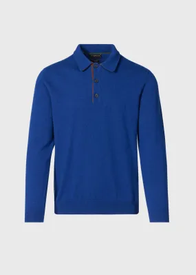 Cashmere Long Sleeve Polo with Suede