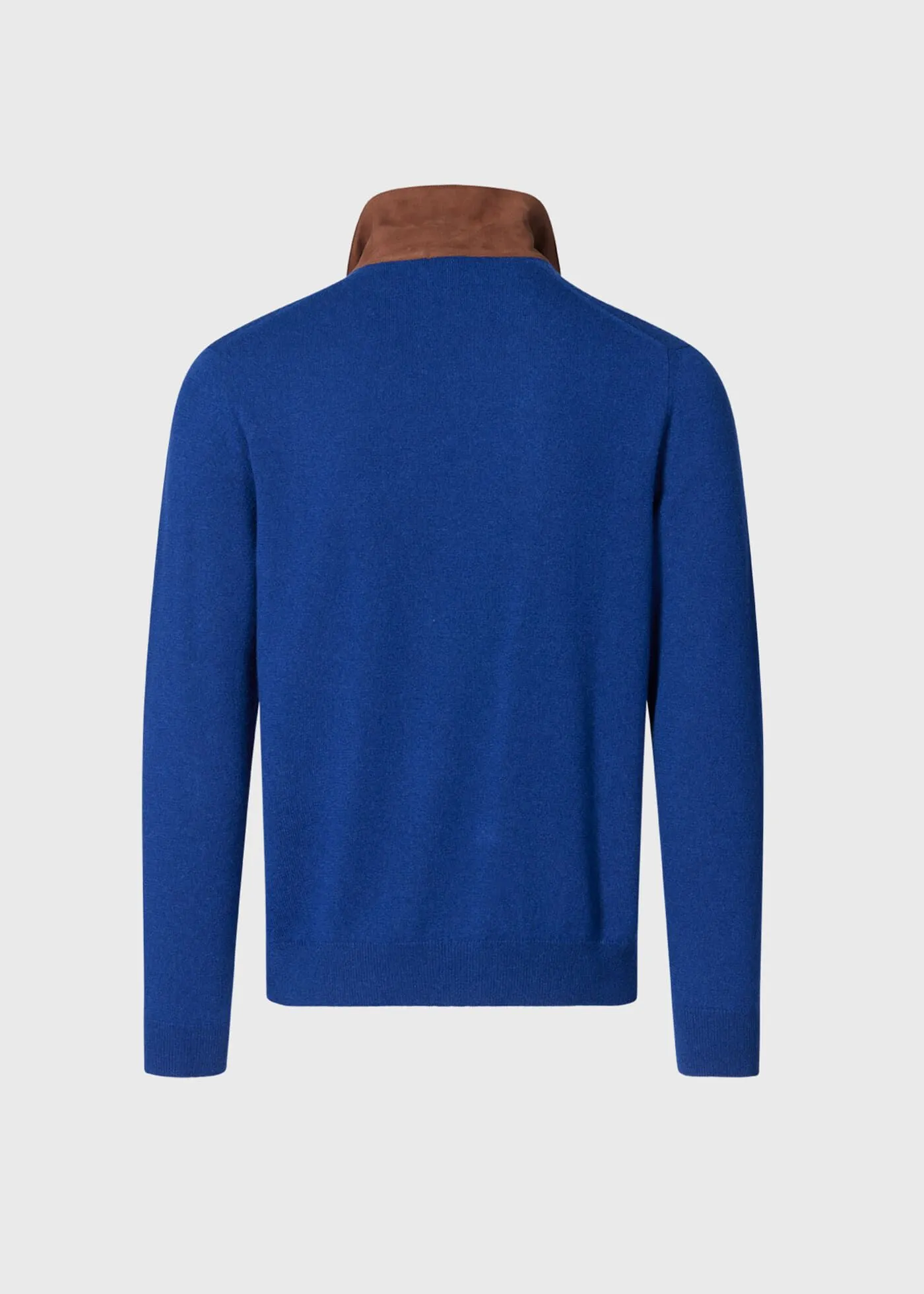 Cashmere Long Sleeve Polo with Suede