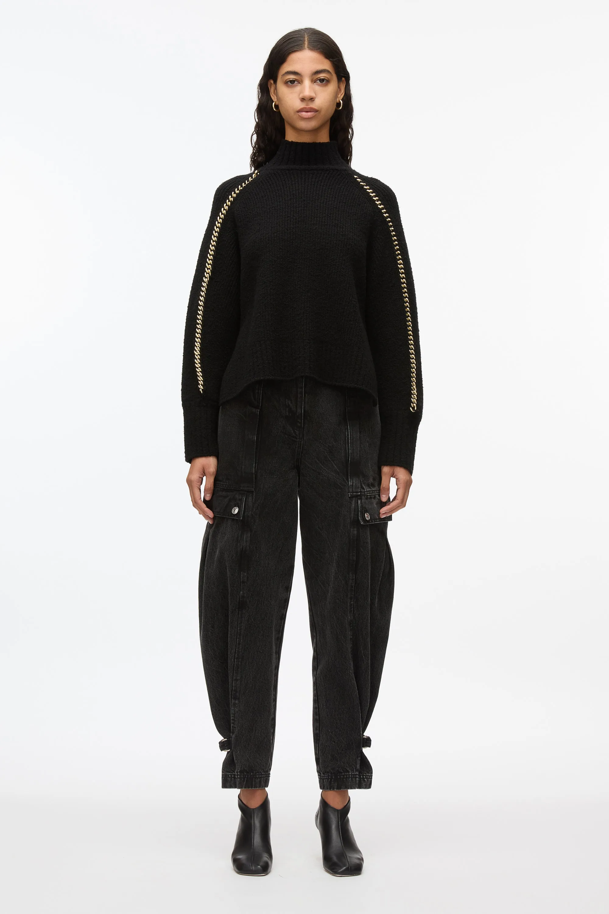 Chainlink Bouclé Turtleneck Pullover