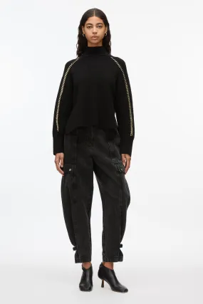 Chainlink Bouclé Turtleneck Pullover