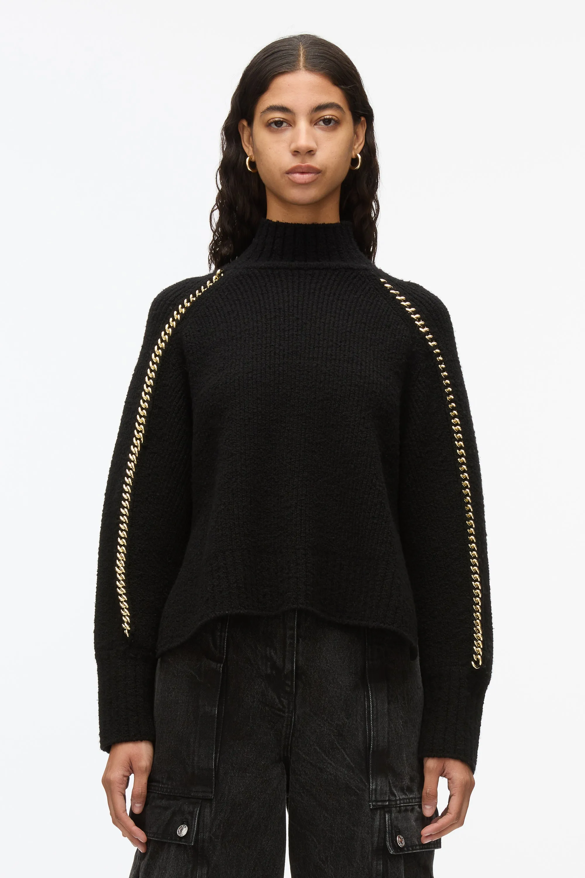 Chainlink Bouclé Turtleneck Pullover