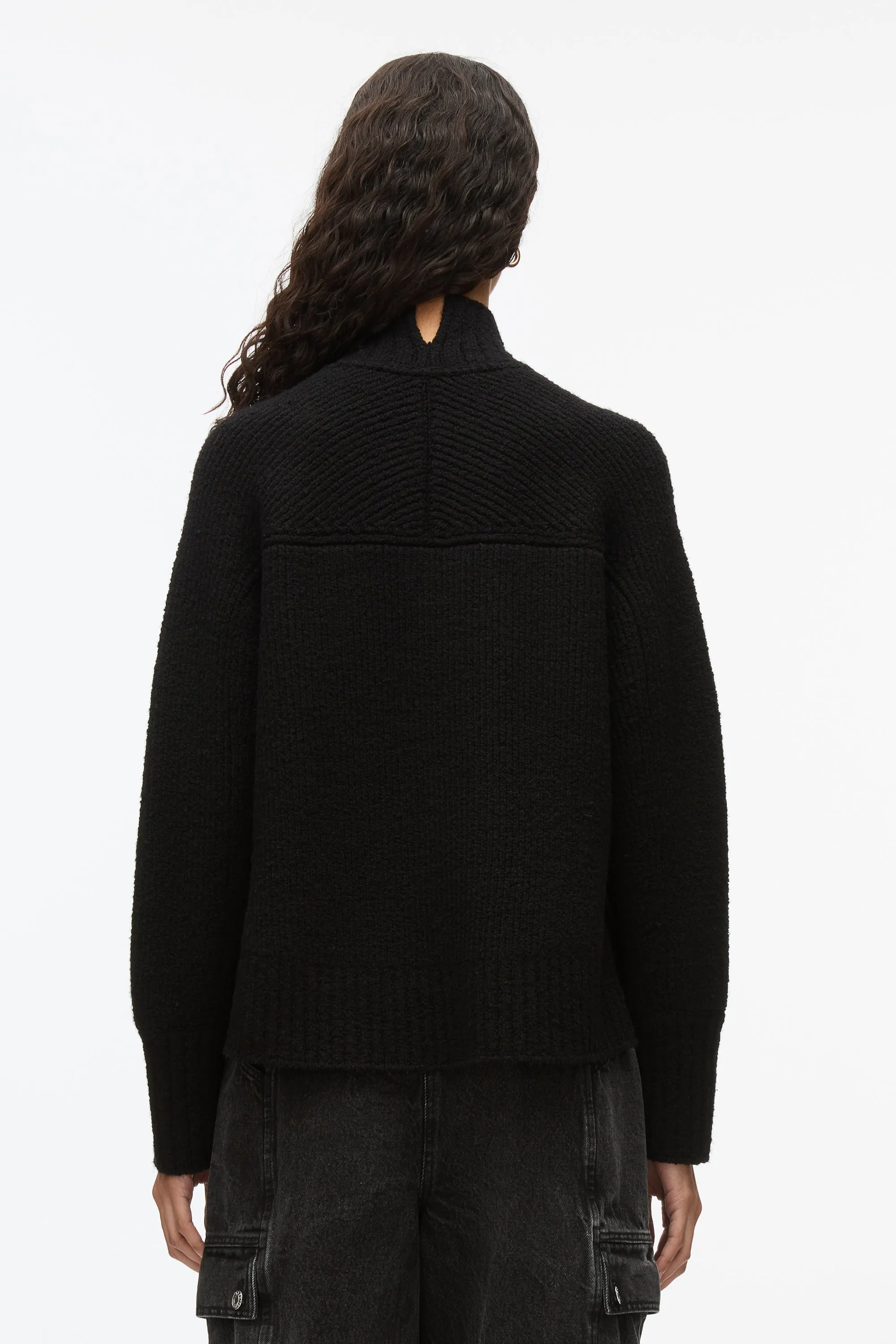 Chainlink Bouclé Turtleneck Pullover