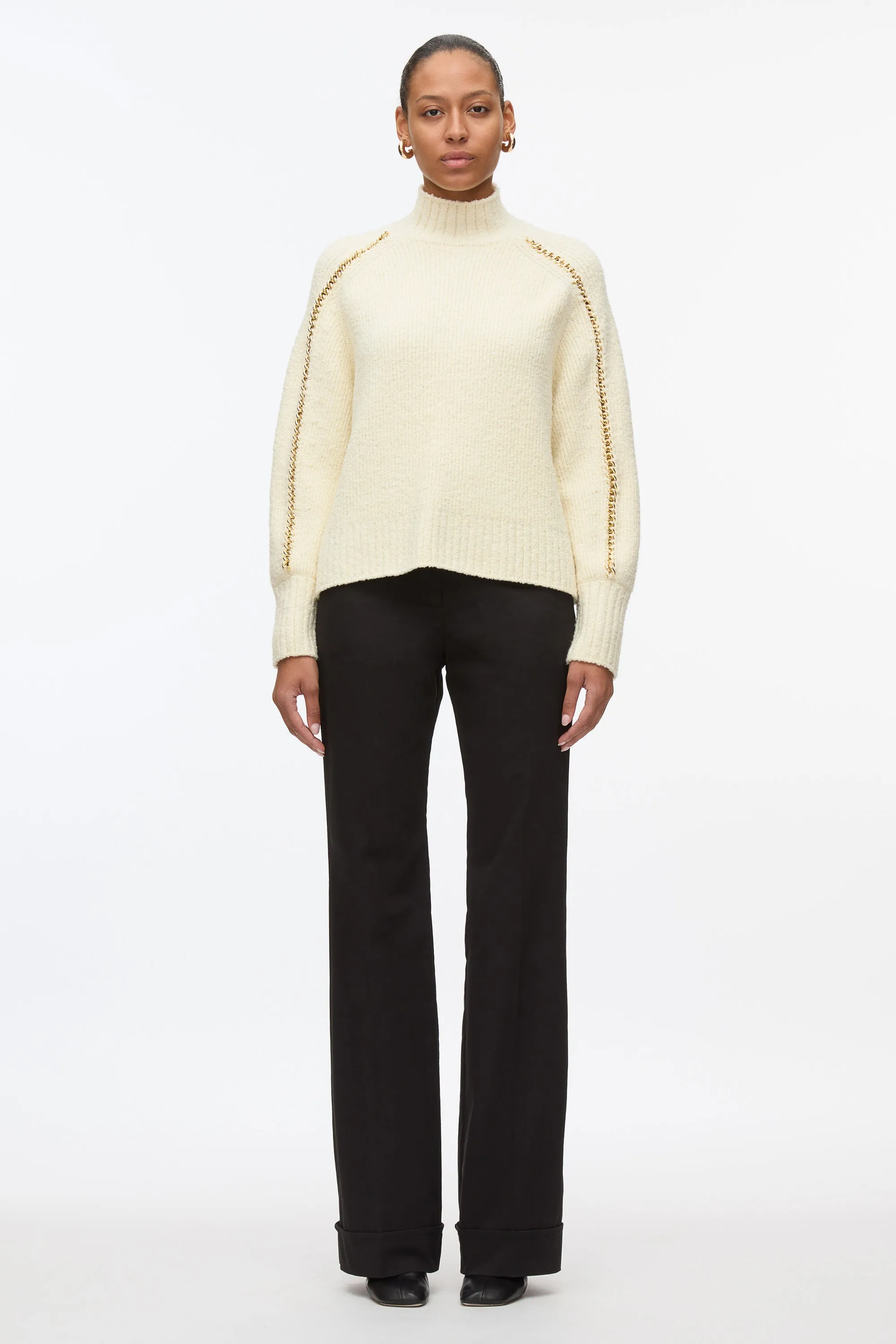 Chainlink Bouclé Turtleneck Pullover