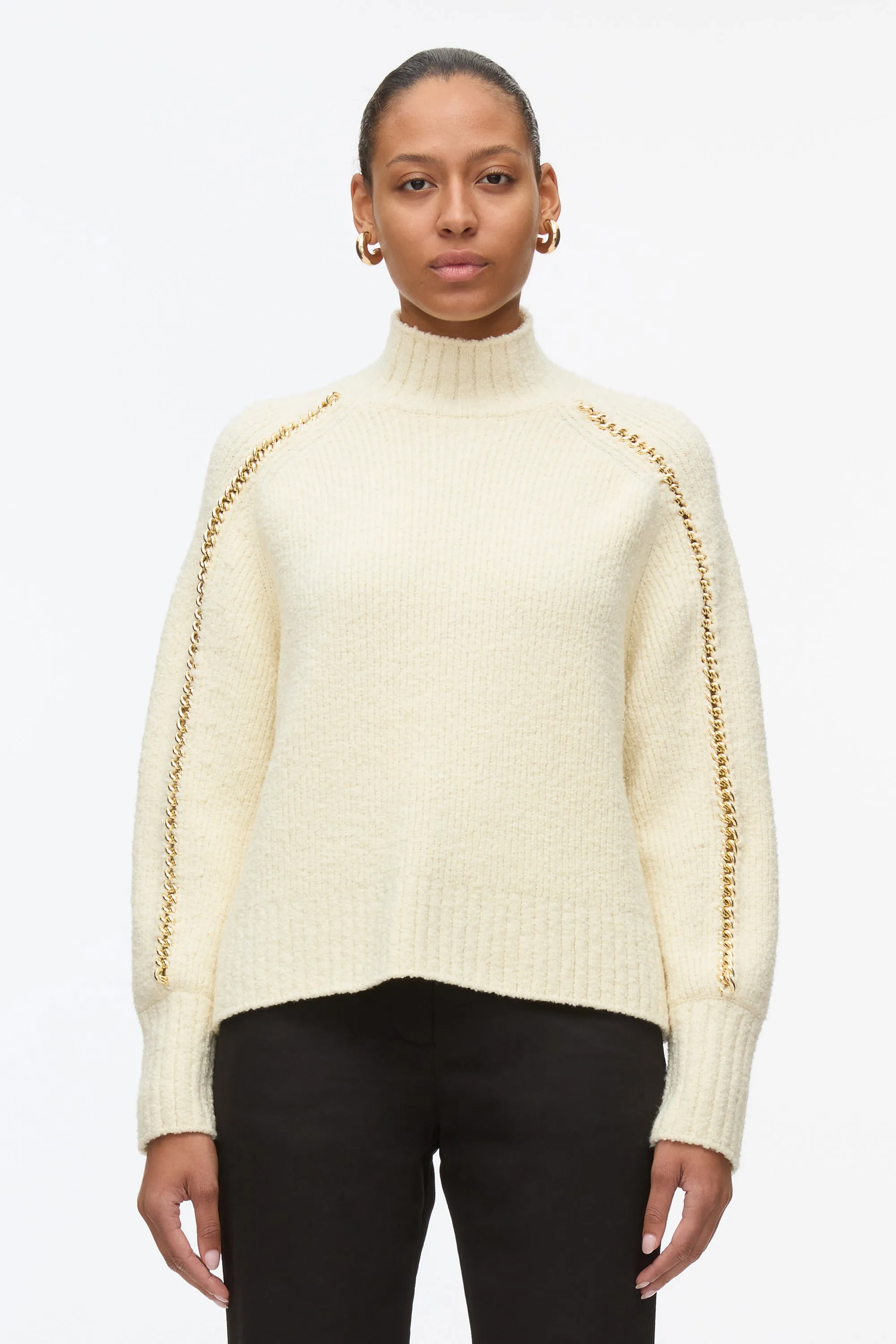 Chainlink Bouclé Turtleneck Pullover