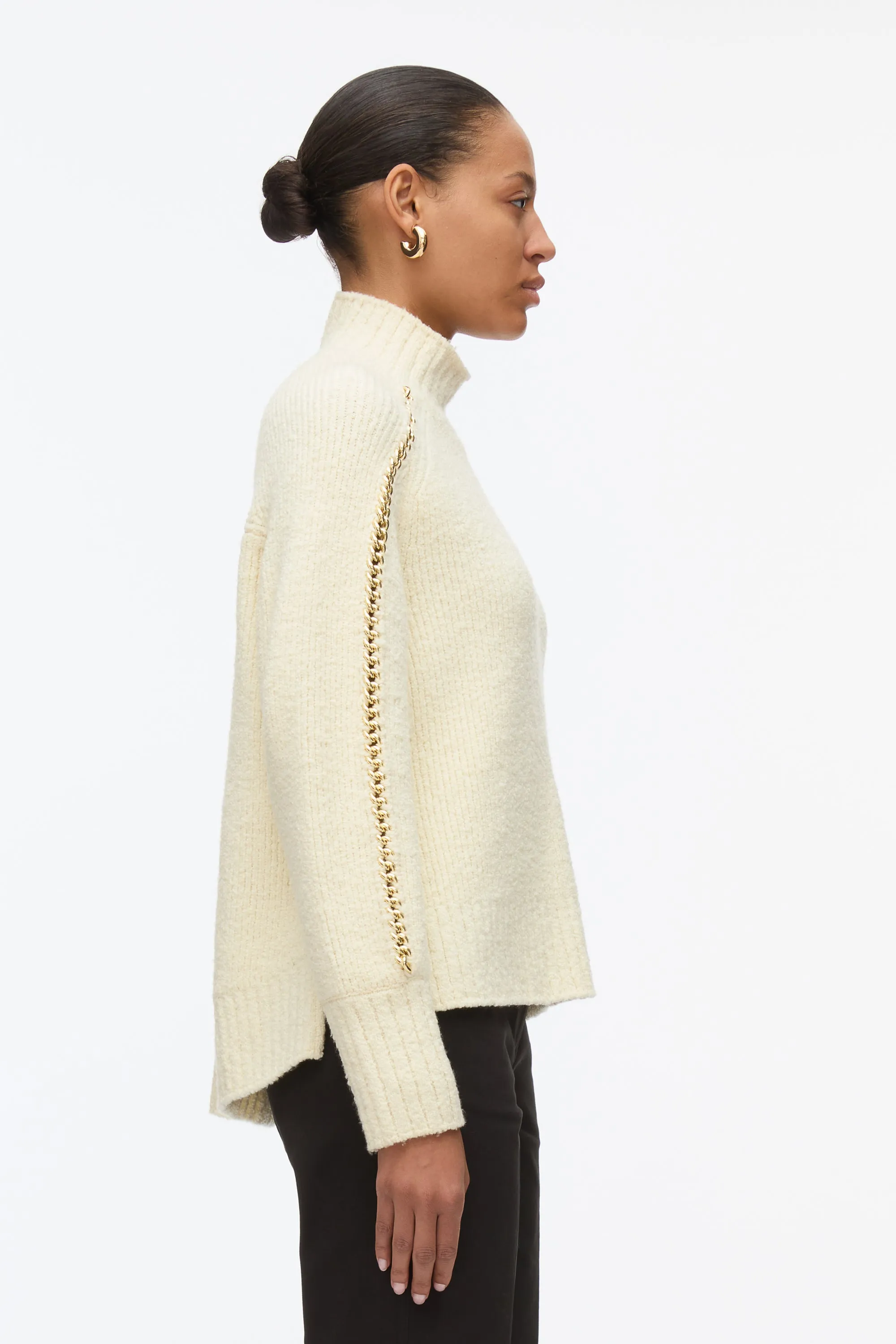 Chainlink Bouclé Turtleneck Pullover