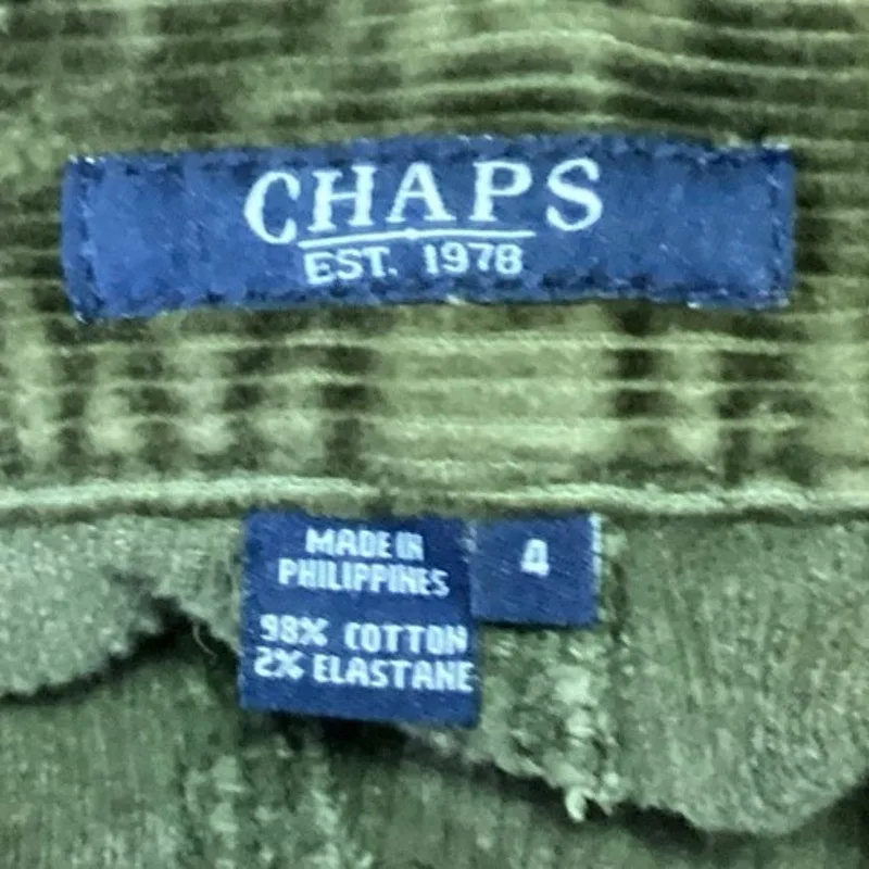 Chaps Green Corduroy High Rise Flared Leg Bootcut Ankle Trouser Jeans Pants Sz 4