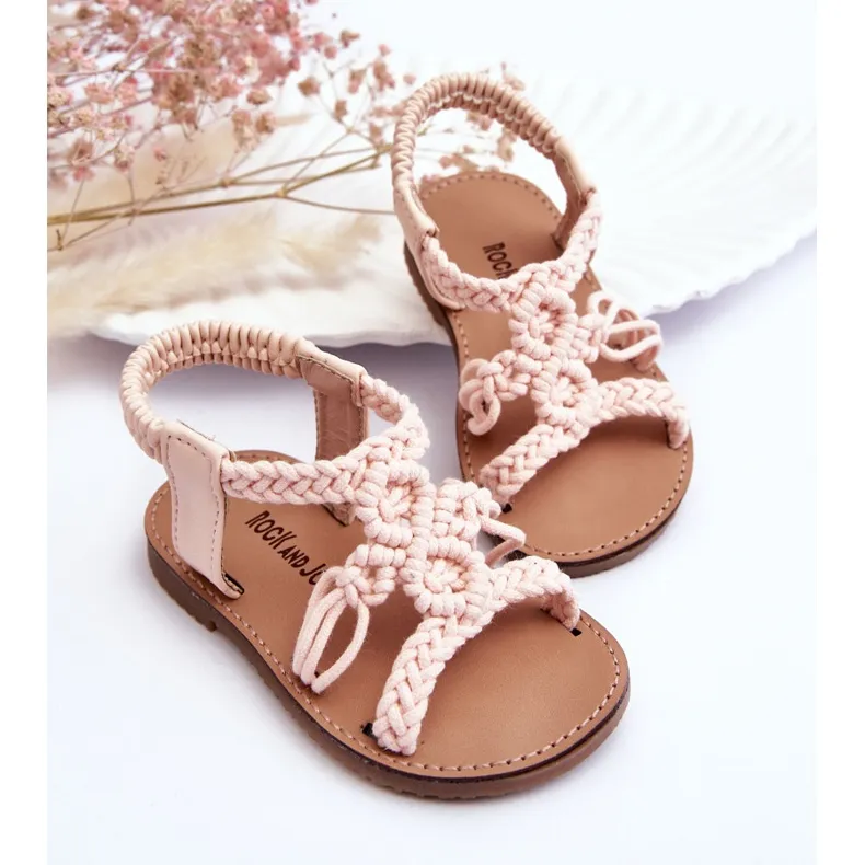 Children's Braided Slip-on Sandals Pink Tracy