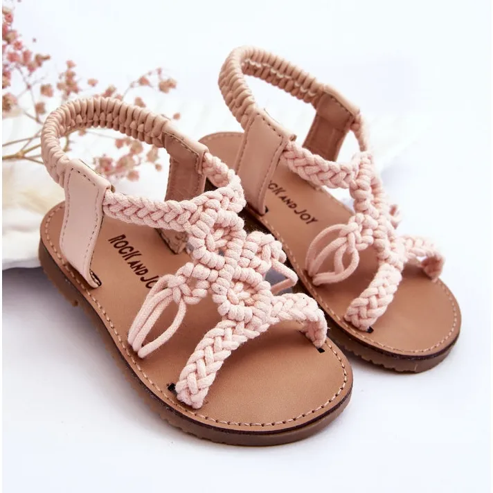 Children's Braided Slip-on Sandals Pink Tracy