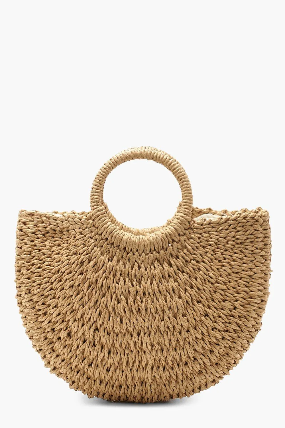 Circle Handle Straw Bag - Small